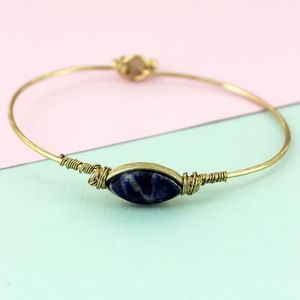 2 /$10- GOLDTONE SODALITE GEMSTONE MARQUISE BANGLE